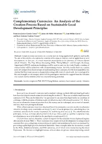 Complementary Currencies: an Analysis of the Creation Process Based on Sustainable Local Development Principles