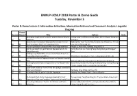 EMNLP-IJCNLP 2019 Poster & Demo Guide Tuesday, November 5