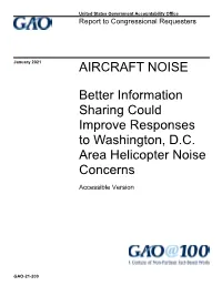 GAO-21-200, Accessible Version, AIRCRAFT NOISE
