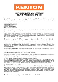 Instructions for Midi Interface Roland Tr-808 Drum Machine