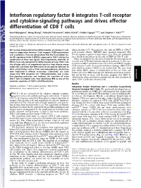 Interferon Regulatory Factor 8 Integrates T-Cell Receptor and Cytokine-Signaling Pathways and Drives Effector Differentiation of CD8 T Cells