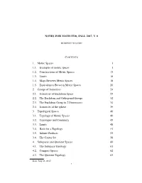 NOTES for MATH 5510, FALL 2017, V 0 1. Metric Spaces 1 1.1