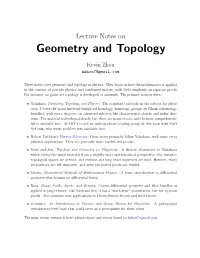 Notes on Geometry and Topology