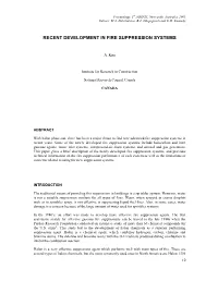 Recent Development in Fire Suppression Systems