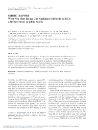 SHORT REPORT West Nile Virus Lineage 2 in Sardinian Wild Birds in 2012: a Further Threat to Public Health