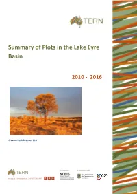 Summary of Plots in the Lake Eyre Basin