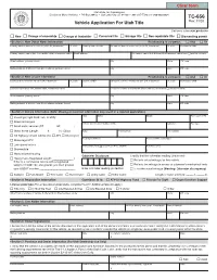 TC-656, Vehicle Application for Utah Title