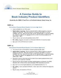 A Concise Guide to Book Industry Product Identifiers