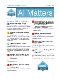 Annotated Table of Contents Automatic Extraction of Future Ref- D Erences from News Using Morphose- O Welcome to AI Matters, Vol