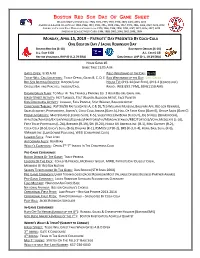 Day of Game Information Sheet