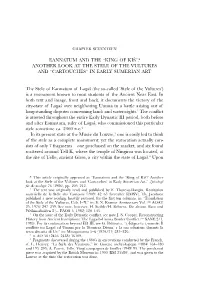 Eannatum and the “King of Kiš”? Another Look at the Stele of the Vultures and “Cartouches” in Early Sumerian Art