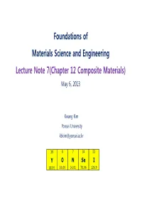 Foundations of Materials Science and Engineering Lecture Note 7(Chapter 12 Composite Materials) May 6, 2013