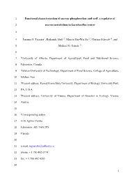 Functional Characterization of Sucrose Phosphorylase and Scrr, a Regulator Of