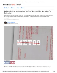 As More College Students Say “Me Too,” Accused Men Are Suing for Defamation