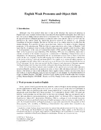 English Weak Pronouns and Object Shift