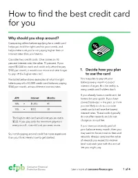 How to Find the Best Credit Card for You