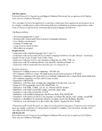 Job Description: Riverside Research's Engineering and Support Solutions