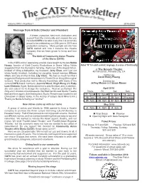 Message from Artistic Director and President at the Nevada Theatre