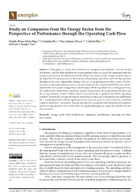 Study on Companies from the Energy Sector from the Perspective of Performance Through the Operating Cash Flow