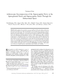 Arthroscopic Decompression of the Suprascapular Nerve at the Spinoglenoid Notch and Suprascapular Notch Through the Subacromial Space