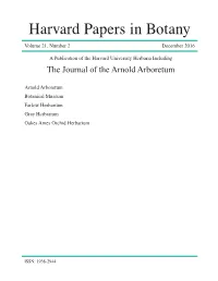 Harvard Papers in Botany Volume 21, Number 2 December 2016