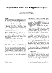 Design Patterns As Higher-Order Datatype-Generic Programs