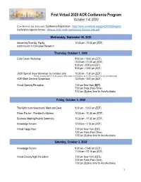 First Virtual 2020 ACR Conference Program October 1-4, 2020