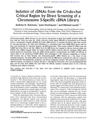 Isolation of Cdnas from the Cri-Du-Chat Critical Region by Direct Screening of a Chromosome 5-Specific Cdna Library Andrew D