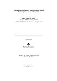 Mitigating Localized Conflict in Mindanao and Sulu Through Rapid Response of Local Non-State Actors ANNUAL REPORT FY09 October 1