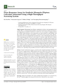 Dose–Response Assay for Synthetic Mosquito (Diptera: Culicidae) Attractant Using a High-Throughput Screening System