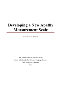 Dveloping a New Apathy Measurement Scale