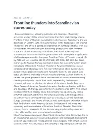 Frontline Thunders Into Scandinavian Stores Today