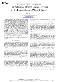 The Relevance of Own-Source Revenue to the Independence of West Sulawesi