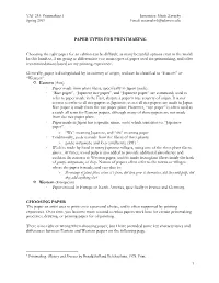 1 PAPER TYPES for PRINTMAKING Choosing the Right Paper for An
