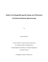 Hollow Core Bragg Waveguide Design and Fabrication for Enhanced Raman Spectroscopy