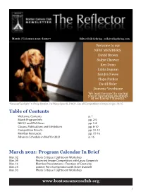 Program Calendar in Brief Mar