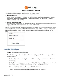 Brightspace Instructor Calendar