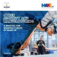 Cyber Security and Manufacturing Foreword