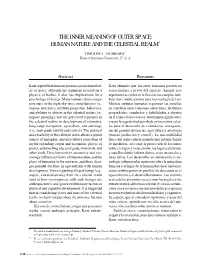 The Inner Meaning of Outer Space: Human Nature and the Celestial Realm*