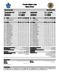Toronto Maple Leafs Game Notes