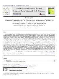 Trends and Developments in Green Cement and Concrete Technology