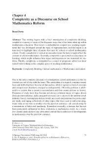 Chapter 4 Complexity As a Discourse on School Mathematics Reform