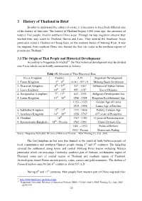 3 History of Thailand in Brief in Order to Understand the Culture of a State, It Is Necessary to Trace Back Different Eras of the History of That State