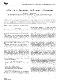 A Survey on Reputation Systems in E-Commerce