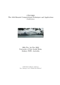 CTAC2010 the 15Th Biennial Computational Techniques and Applications Conference