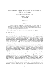 Homomorphism Learning Problems and Its Applications to Public-Key Cryptography
