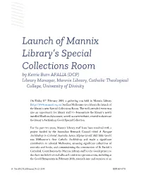 Launch of Mannix Library's Special Collections Room