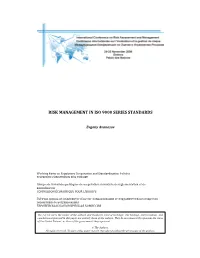 Risk Management in Iso 9000 Series Standards