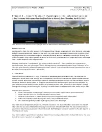 Typologies: the Extended Version) 1.5 to 2-Minute Video Posted On-Line (Youtube Or Vimeo); Due: Thursday, April 23, 2015