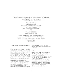 A Complete Bibliography of Publications in ESAIM: Probability and Statistics